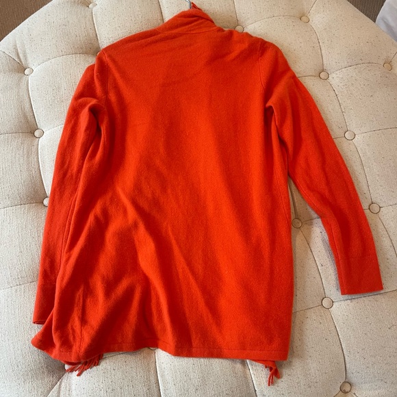 Magaschoni orange open cardigan cashmere sweater with fringe detail - Picture 7 of 8